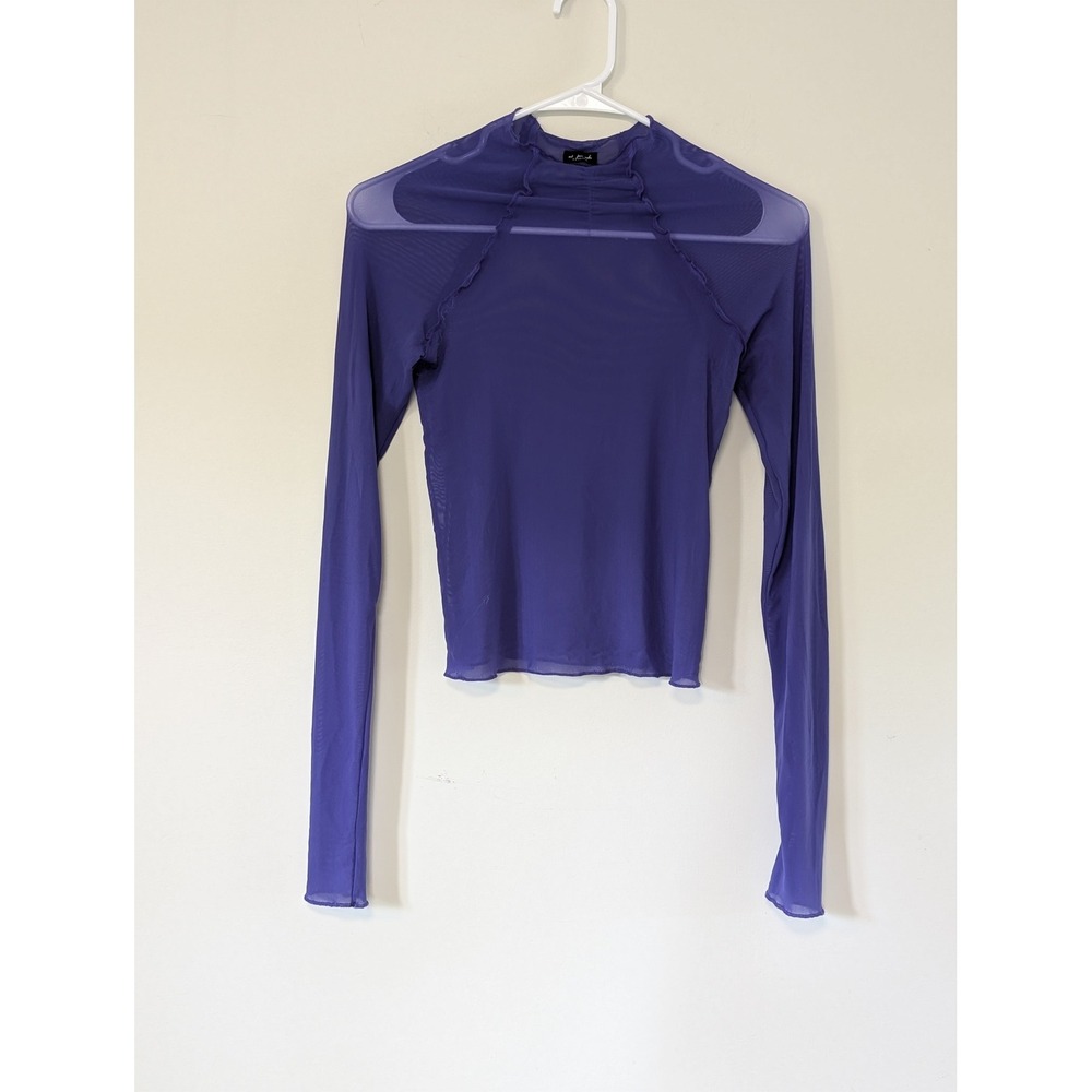 Out From Under Urban Outfitters Purple Sheer Mesh Mock Neck Top Medium Festival - Picture 1 of 7